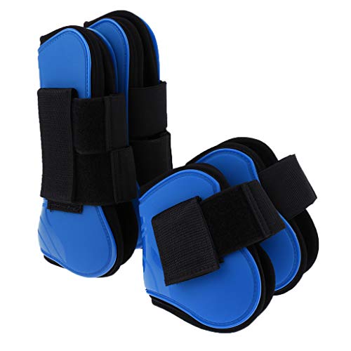 CUTICATE Horse Leg Boots Set of 4, Open Front Fetlock and Tendon Boots for Horses Pony - Impact-Absorbing and Breathable - Royal Blue