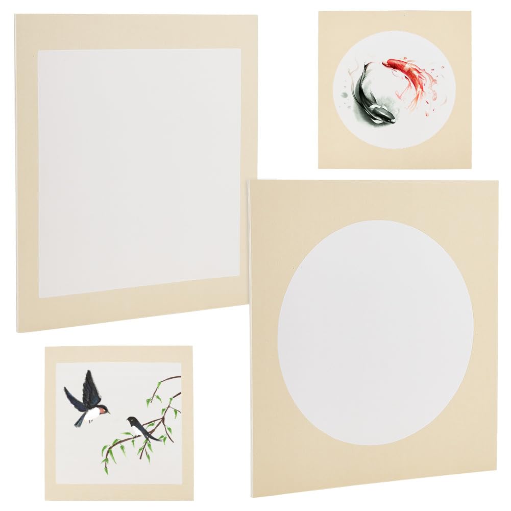 PH PandaHall Xuan Paper 20pcs Shikishi Paper Pre-Mounted Chinese Paper Shikishi Board Chinese Calligraphy Supplies Drawing Rice Paper for Sumie Painting Graffiti Wall Art Decoration 10.6x9.8 inch