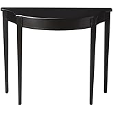 Beaumont Lane Traditional Wood Demilune Console Table, 36" W x 12" D x 32" H, Licorice Black Finish, Distressed, Elegant Hall