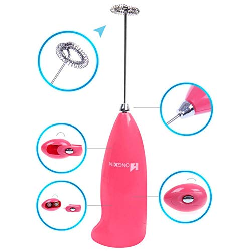Mini Lightweight Foam Frother Battery Operated Egg Beater Electric Handheld Whisk Tool Milk Coffee Mixer(Pink)