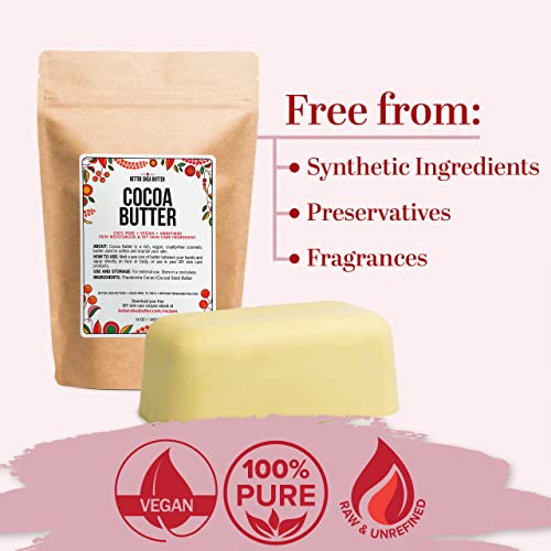 Better Shea Butter Raw Cocoa Butter Unrefined, 100 Pure, Food Grade