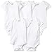 Moon and Back Baby Set of 5 Organic Short-Sleeve Bodysuits, White Cloud, 0-3 Months