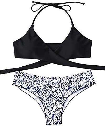MOOSKINI Womens Padded Push-up Bikini Set Bathing Suits Two Pieces Swimsuit Black