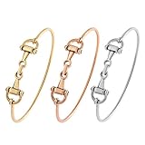 SENFAI Horse Snaffle Bit Hook Clasp Charm Bracelet Bangle Jewelry