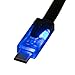 6.5 ft LED Light Up Flat Micro USB Cable - LED Off When Plugged in - Universal Charge and Sync Cord, Tangle Free, Blue LED, for Android/Windows Smartphones and Tablets (Black) (2-Meter)