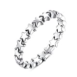 BAMOER 925 Sterling Silver Star Trail Ladies Nice Stacking Engagement Ring for Women Teen Girls Promise Ring Size 6-9 (8)