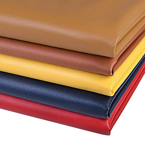 Desirable Life Vinyl Faux Leather Fabric Cotton Back by The Yard for Hand Crafts DIY Tooling Sewing Hobby Workshop Crafting Wallet Making Square 54 Inches Wide 0.03 Inches Thick (Brown)