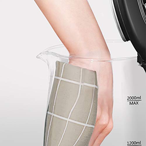 Stariver Electric Kettle Glass Tea Kettle Heater, 2 Liter Large Capacity with LED Light, Auto Shut-Off and Boil-Dry Protection, Stainless Steel Inner Lid and Bottom, Black