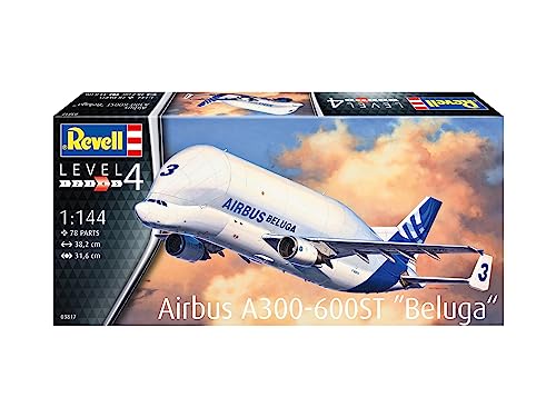 Revell Modellbausatz I Airbus A300-600ST Beluga I Detailreicher Level 4 Flugzeug Bausatz I 78 Teile I Maßstab 1:144 I für Kinder und Erwachsene ab 12 Jahren 2
