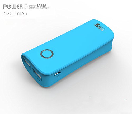 X5 mobile® 5200mAh Premium Fast-Charging Portable Charger External Battery Pack Power Bank DUAL PORT, for Apple iPhone 6, 5S, 5C, 5, 4S, iPad, Air, Mini, Samsung Galaxy S5 S4, S3, Note 2 3, Amazon Fire, Nexus, LG, HTC And Most Android Phones. Portable Battery Charger, External Charger, USB Battery Pack, Rechargeable Battery Backup, Power Bank, Mobile Charger (Blue)