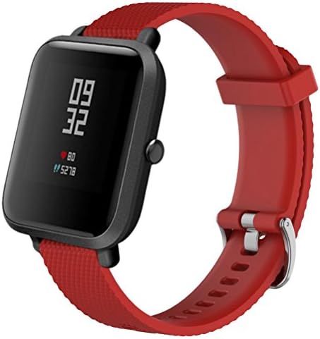 Alonea Xiaomi Watch Band, Replacement Soft Silicagel Sports Watch Band For Xiaomi Amazfit Bip Youth (Red ❤️)