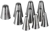 Ateco 870 - 10 Piece French Star Tube Set, Stainless Steel Pastry Tips, Sizes 0 - 9