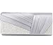 Jubileens Womens Elegant Pleated Satin Crystal Fashion Clutch Evening Bag Purse (Silver)