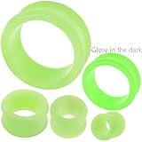 1 Pair 0 gauges 0g 0 G 8mm Silicone Glow in the dark plug Flesh Tunnel Stretchers Expanders Earlets Ear plugs