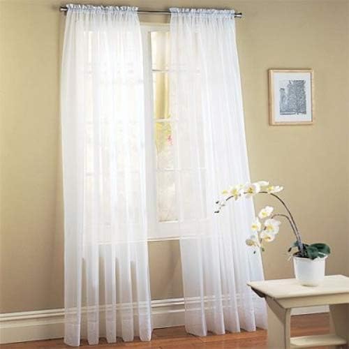 Window Treatments - Jasmine Linen 2 Piece Sheer Luxury Curtain Panel Set for Kitchen/Bedroom/Backdrop 84