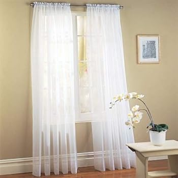 Jasmine Linen 2 pc Sheer Luxury Curtain Panel Set for Kitchen/Bedroom 84