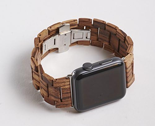 MindCone 42mm Zebra Wood Apple Watch Band Replacement Accessory with Adjustment Tools