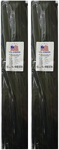 Extra Heavy Duty Cable Ties. Large Nylon Industrial Grade 175 LB Tensile Strength. Premium Zip Ties by USA Strong Products. 50 Pack or Bulk Wholesale (24 Inch (2X50 Packs), Black)