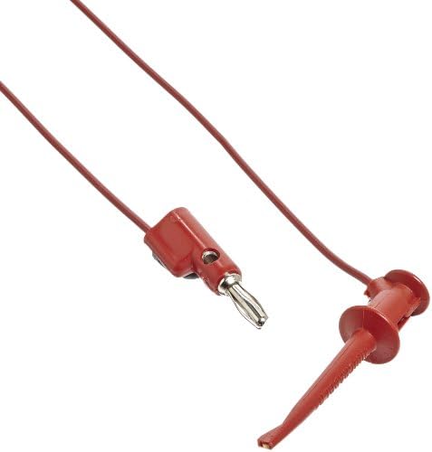 Pomona3782-48-2 Minigrabber Test Clip to Multi-Stacking Banana Plug Patch Cord, 48" Length, Red (Pack of 5)