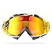 NENKI Motocross Goggles NK-1019 Mx ATV Off Road Dirt Bike Goggles For Unisex Adult (Techline Yellow,Iridium Red Lens)