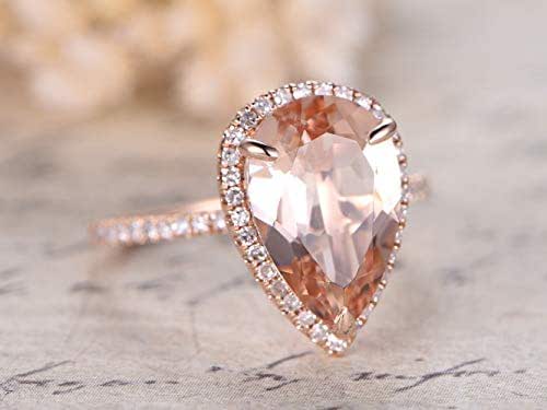 Amazon.com: Natural Pink Morganite Engagement Ring,8x12mm ...