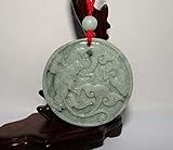 1.9" China Certified Nature Hisui Jadeite Jade Wealth Pixiu and Ruyi Necklace