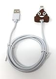 Emoji Dual Tip Reinforced Dexterity Charging Cable Charge Apple & Samsung with One Cord (Poop)