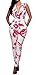 Mr.Seven Womens Sleeveless Deep V-neck Floral Printed Long Pants Jumpsuits Rompers (L, Rose)