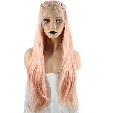 Buy Anogol Hair Cap Princess Hairstyles Pink Front Lace Wig With