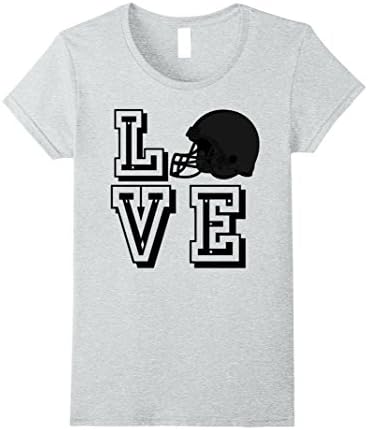 Womens Cute Love Football With Helmet T-Shirt for Sports Fans Medium Heather Grey