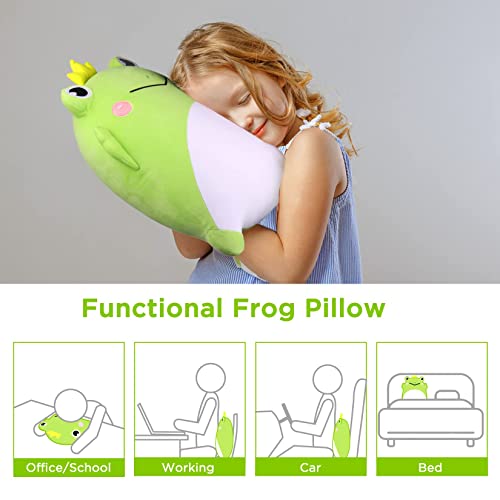 GAGAKU Frog Pillow 15'' Cute Frog Stuffed Animal Squishy Frog Animal
