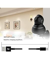 Cable de extensión de alimentación para Wyze Cam Pan, WyzeCam, YI Dome Home Camera, Furbo Dog, Nest Cam, Arlo Q, Netvue, Blink y Cloud Camera, cable de carga y sincronización de datos duradero para cámara de seguridad en casa