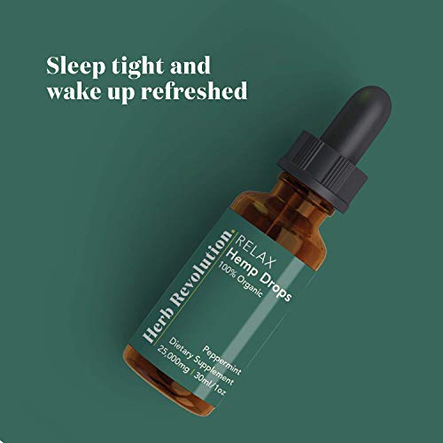 (2 Pack) Organic Hemp Oil Extract for Pain Relief and Sleep, 25000mg of Organic Hemp Extract for Natural Pain Relief by Herb Revolution - 100% Natural Relax Hemp Drops, Peppermint - 1 oz Per Bottle