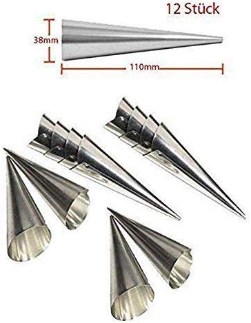 12 . Schillerkrullenvorm roestvrij staal klein 11 x 3,8 cm schuimrollen bakvorm Trubotschki hoorntjes… Staalslagerij