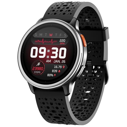 Men's Smart Watch 1.27 Inch Smartwatch Woman Round 2 Straps, Sleep Monitor Health and Fitness Functions 120+ Sports Modes 3ATM Waterproof for iPhone/Samsung/Android NBlack