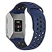 UMTELE Compatible for Fitbit Ionic Band, Two-Toned Perforated Strap Breathable Accessory Wristband with Quick Lock&Release Buckle Replacement for Fitbit Ionic Smart Watch, Large, Obsidian/Black