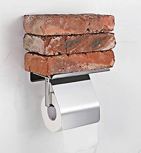 Bearstar Toilet Paper Holder with Shelf Tissue Holder for Bathroom Toilet Paper Roll Holder with Cover SUS 304 Stainless Steel Wall Mounted - Thumbnail 7