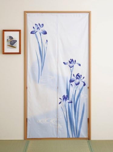 Japan Cotton Pongee Long Type Noren Curtain Tapestry Japanese Iris Design by Totas