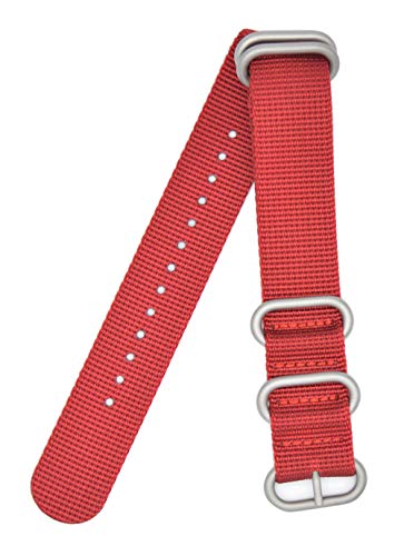 ArtStyle Watch Band with 1.5mm Thickness Quality Nylon Strap and Heavy Duty Brushed Buckle (Red, 20mm)