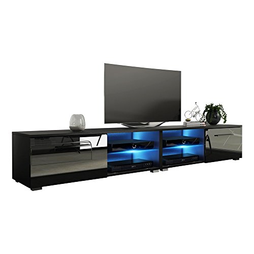 Moon 200 Modern 90" TV Stand High Gloss Fronts and 16 Colors LED (black)