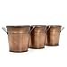 Hosley Set of 3 Antique Bronze Vases/French Buckets with Handles- 5 Inch High. Ideal Gift for Wedding, Home and for Dried Floral