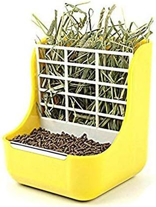 TeaQ 2 in 1 Pet Feeder and Grass Frame for Rabbits Chinchillas Big Guinea Pigs Small Animals Anti-bite with Fixed Set