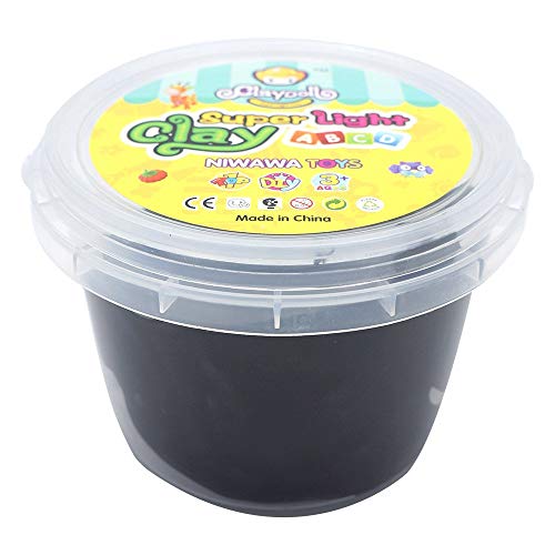 FENFEN Air Dry Clay Dough Ultra Light Molding Magic Clay with Bucket Toy for Kids (Black)