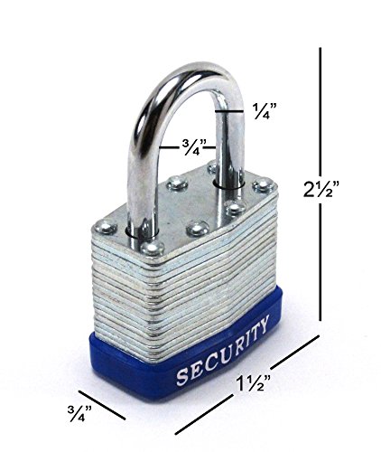 Elitexion Heavy Duty Laminated Steel Padlock, Commercial Grade Keyed Alike 1-1/2 inch (Pack of 6) - Thumbnail 2