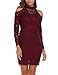 SE MIU Women's Halter Cold Shoulder Long Sleeve Floral Lace Bodycon Party Pencil Dress