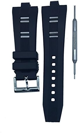 Black Watch Band Strap 25mm For BVLG Diagono - Free Watch Spring Bar Tool