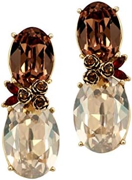 Nine Vice Drop Earrings in Gold and Brown Swarovski crystals