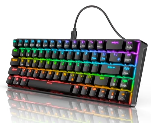 RK ROYAL KLUDGE RK68 Mechanical Keyboard, RGB Backlit Ultra-Compact 60% Layout 68 Keys Gaming Keyboard, Hot Swappable Keyboard with Stand-Alone Arrow/Control Keys, Brown Switch, Black