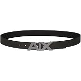 Armani Exchange Men's Leather Wide Logo Belt Buckle