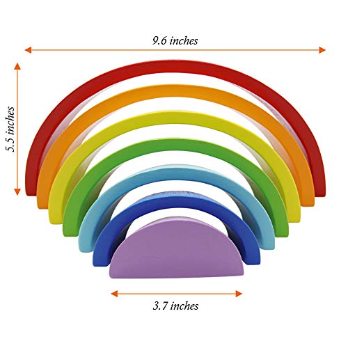 image for MorTime Wooden Rainbow Stacker, Tunnel Stacking Game, Jigsaw Puzzles E